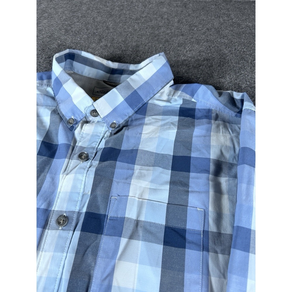 Eddie Bauer Shirt Mens Classic Fit Large Plaid Long Sleeve Button Down Blue